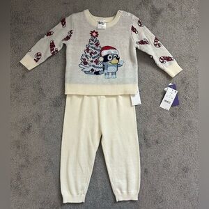 Bluey Christmas Matching Knit Sweater and Pants Set Size 12 months Baby Unisex